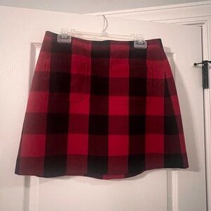 J. Crew Red and Black Checkered Mini Skirt